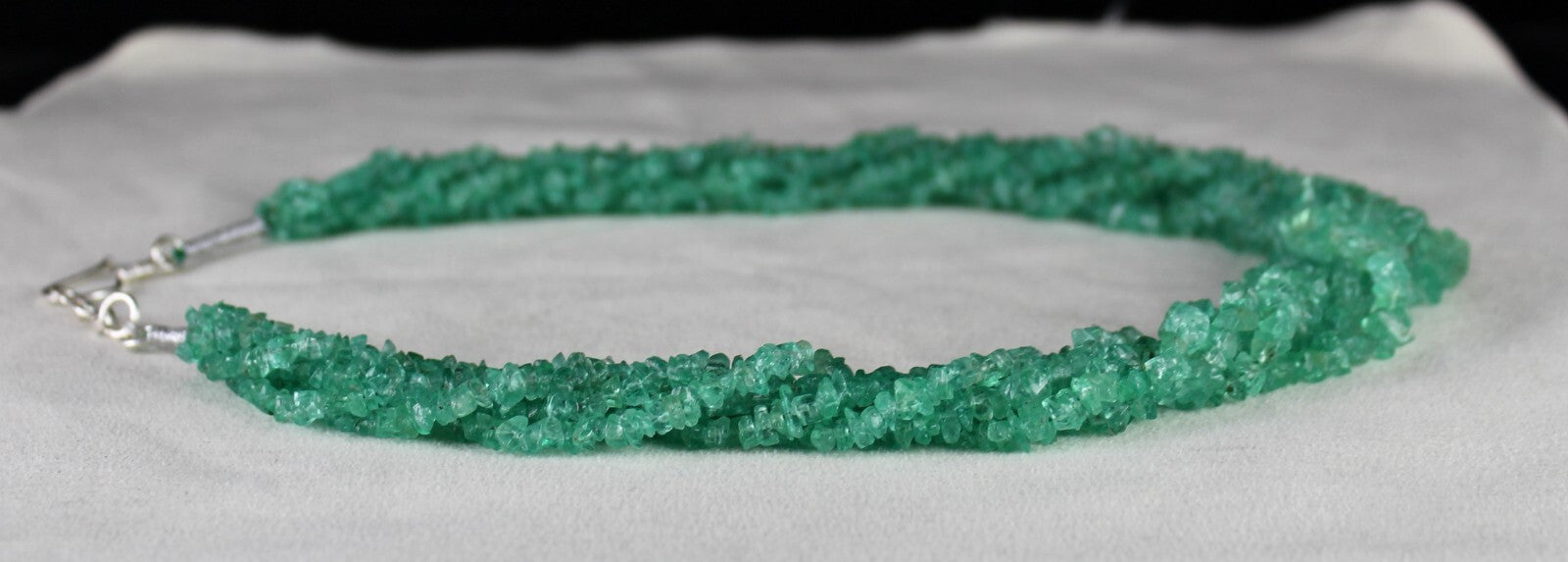 Certified Natural Colombian Emerald Beads 482 Ct Sterling Silver Necklace