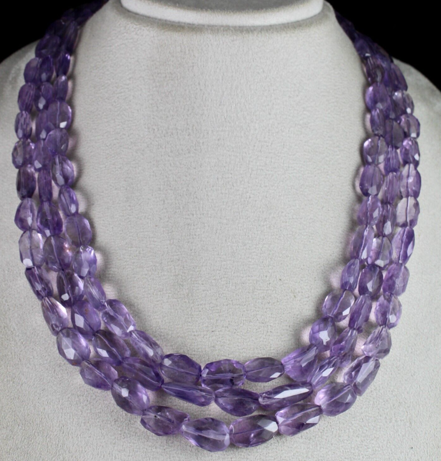 Amethyst Beads Necklace Faceted Tumble 790 Ct Purple Gemstone Fashion 3l