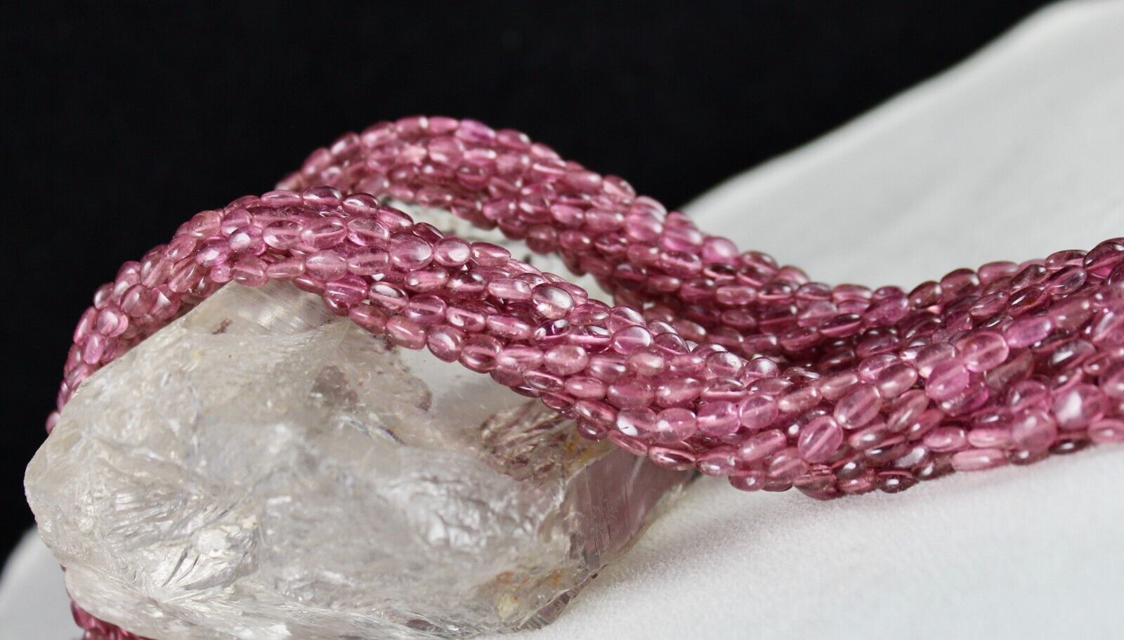 NATURAL PINK TOURMALINE BEADS LONG SHAPE 15 L 745 CT GEMSTONE STATEMENT NECKLACE