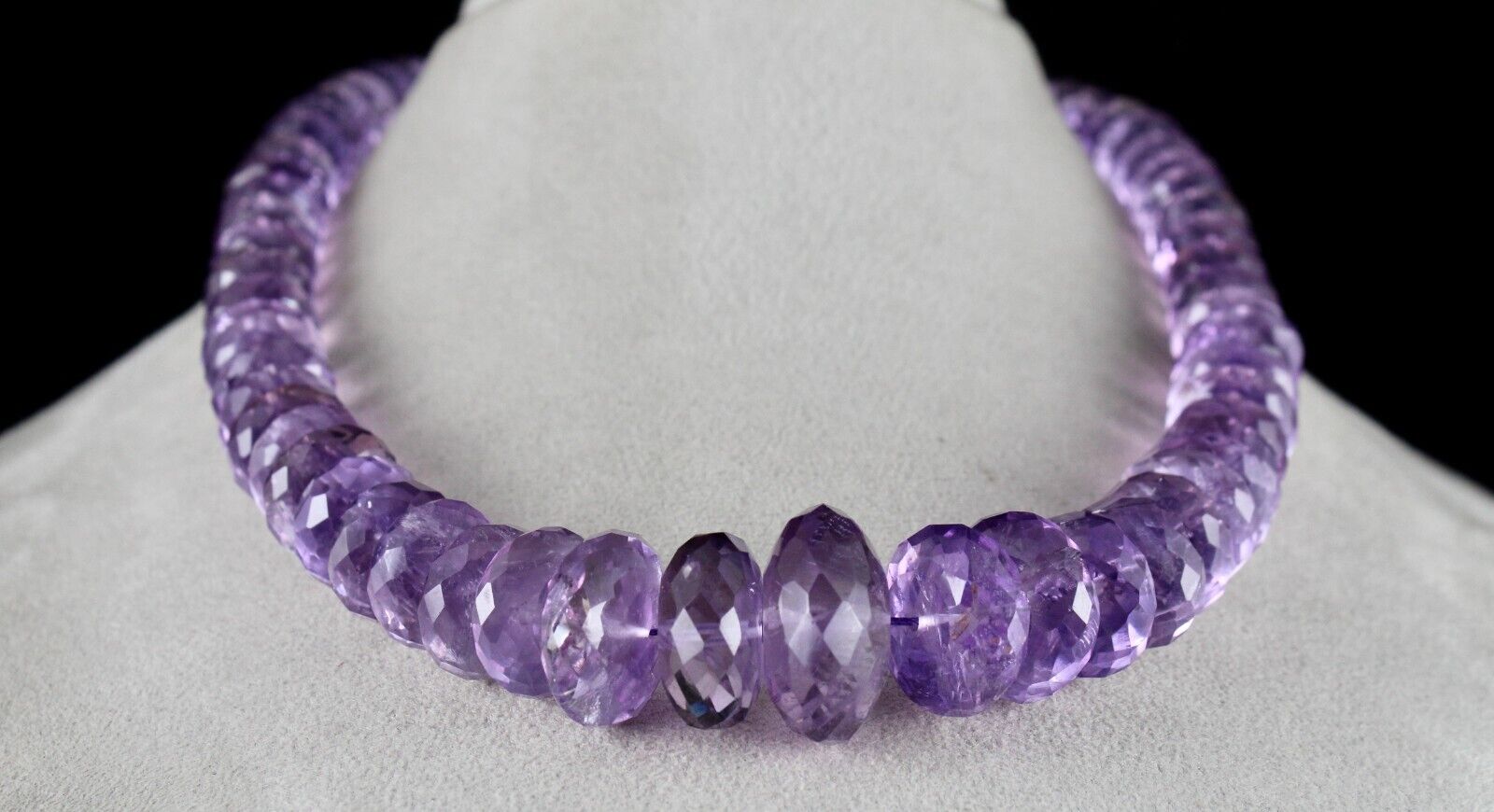 NATURAL AMETHYST BEADS FACETED ROUND 1 L 1005 CARATS GEMSTONE FASHION NECKLACE