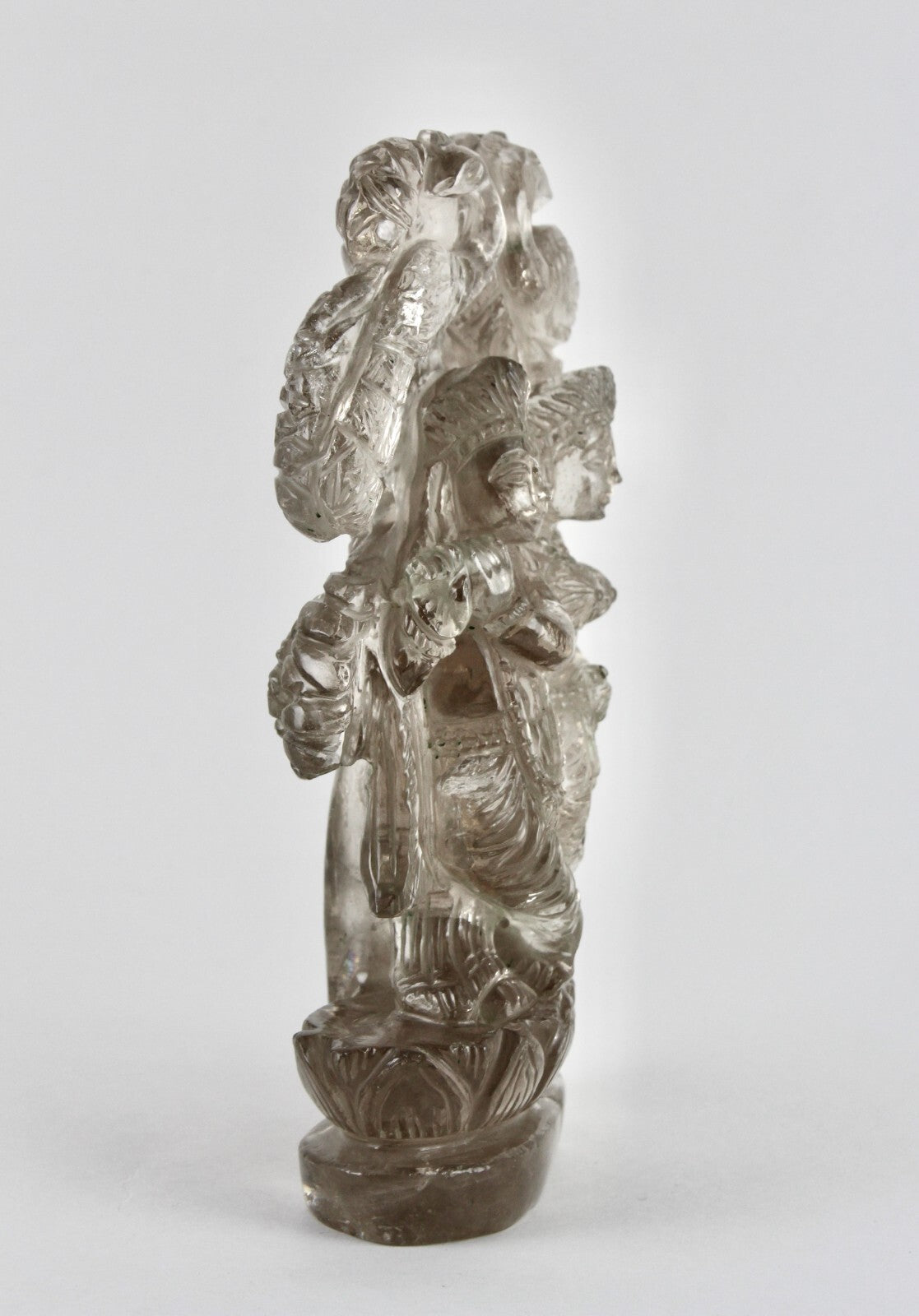 Certified Spiritual Smoky Quartz Radha Krishna Gemstone Statue 3440 Ct Decor