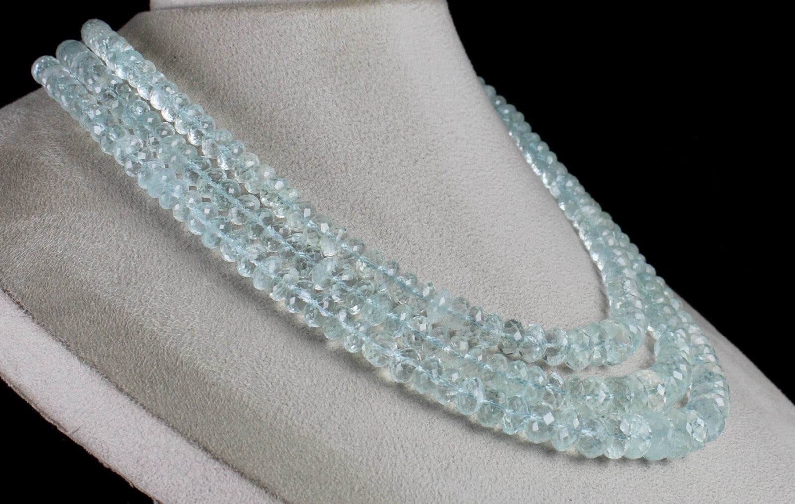 Certified Natural Blue Aquamarine 952 Ct Faceted Beads Gemstone Necklace Women