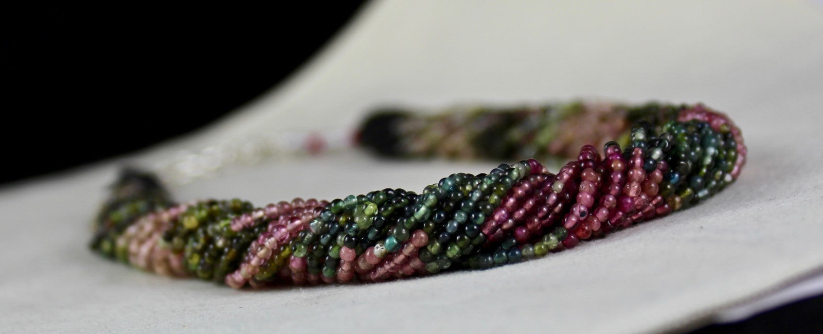Natural Multi Colour Tourmaline Beads Necklace 925 Sterling Silver Hook