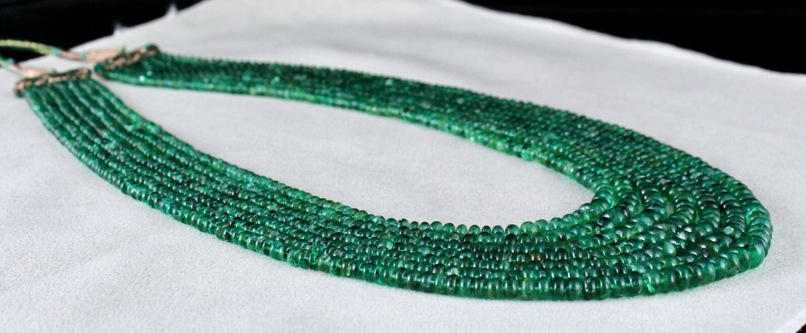 Certified Natural Emerald Beads 495 Ct Round Gemstone Party Necklace