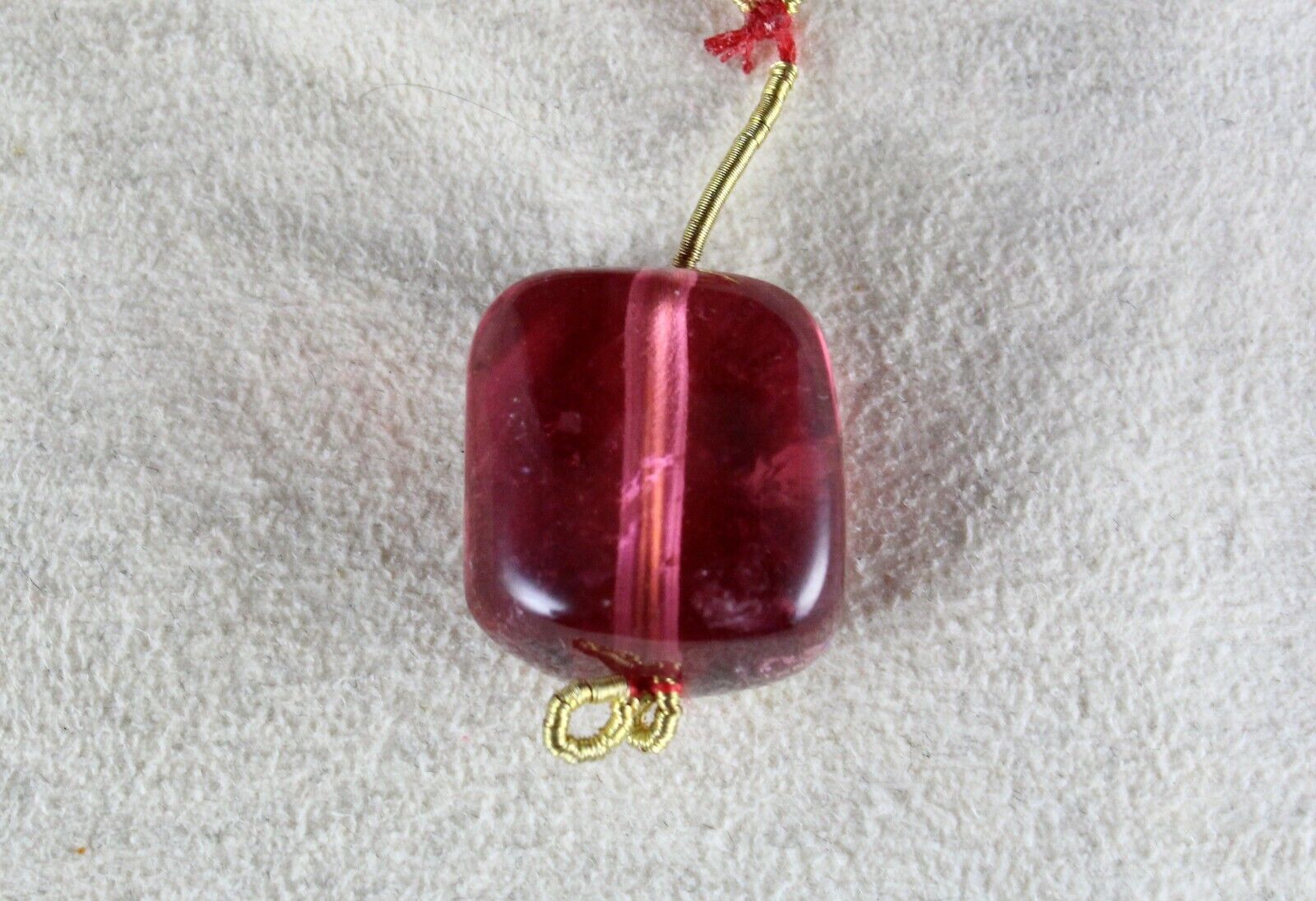 NATURAL PINK TOURMALINE RUBELLITE SQUARE BEAD 31.28 CTS GEMSTONE HANGING PENDANT