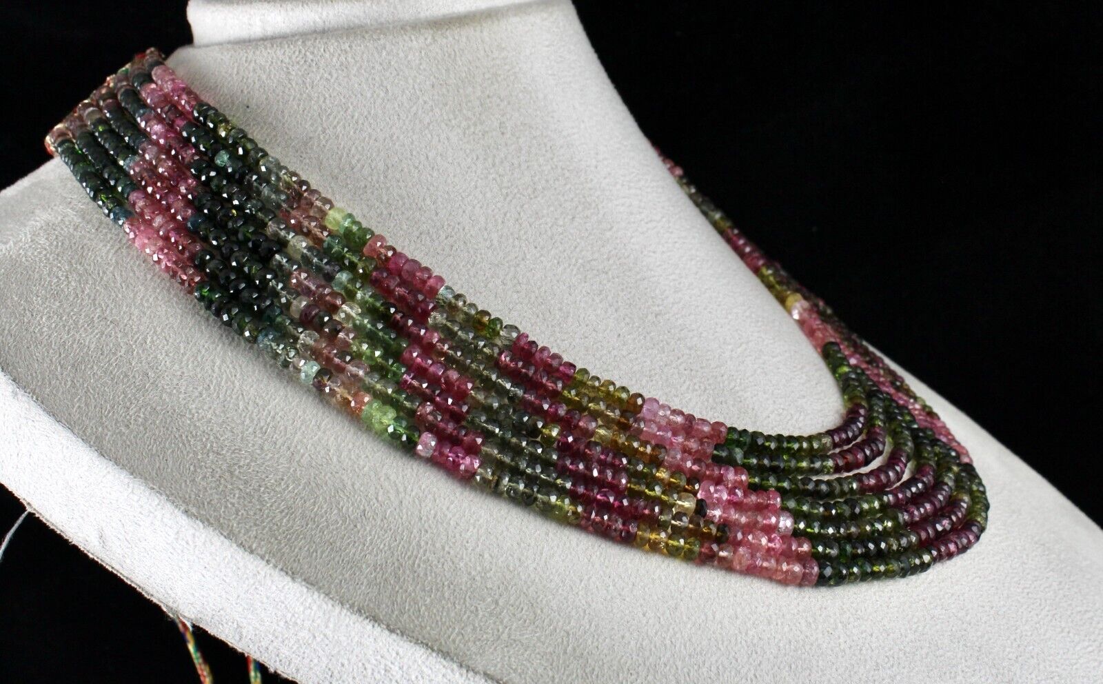 Natural Multi Tourmaline Beads Faceted Round 7L 670 Ct Gemstone Fashion Necklace