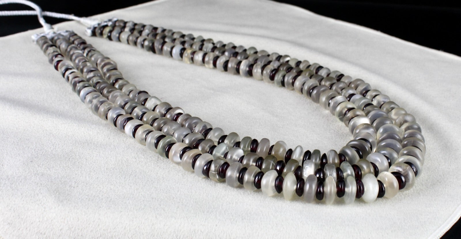 Natural Moonstone Garnet 1163ct Designer Beads Gemstone Necklace 3 L