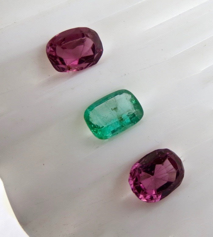 Certified Natural Red Spinel 3 Stone Emerald Cut 7.63ct Ring Sterling Silver