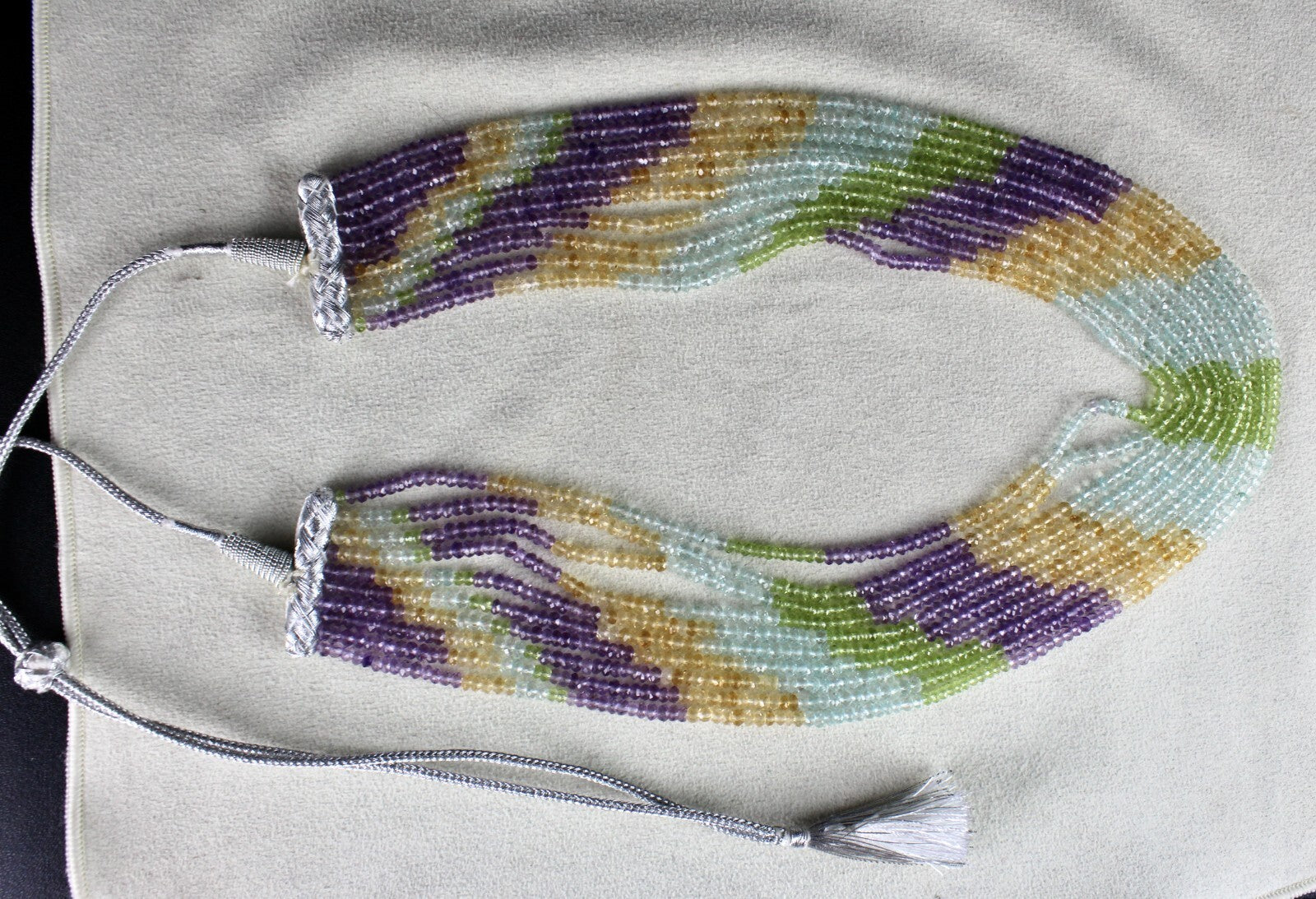 Multi Colour Peridot Citrine Amethyst & Topaz 365ct Beads 10l Gemstone Necklace