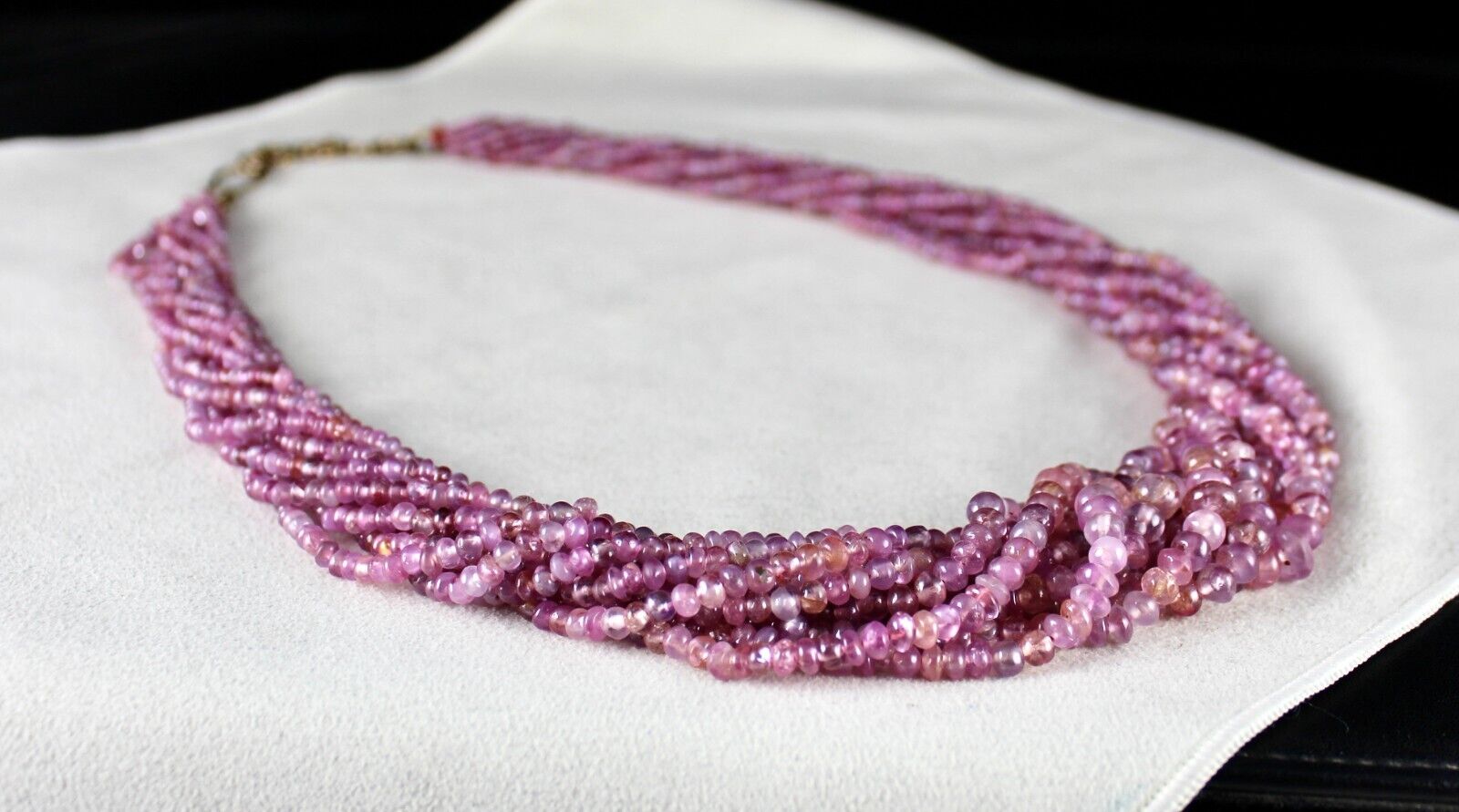 NATURAL OLD MINES PINK SAPPHIRE RUBY ROUND BEADS 793 CARATS GEMSTONE NECKLACE