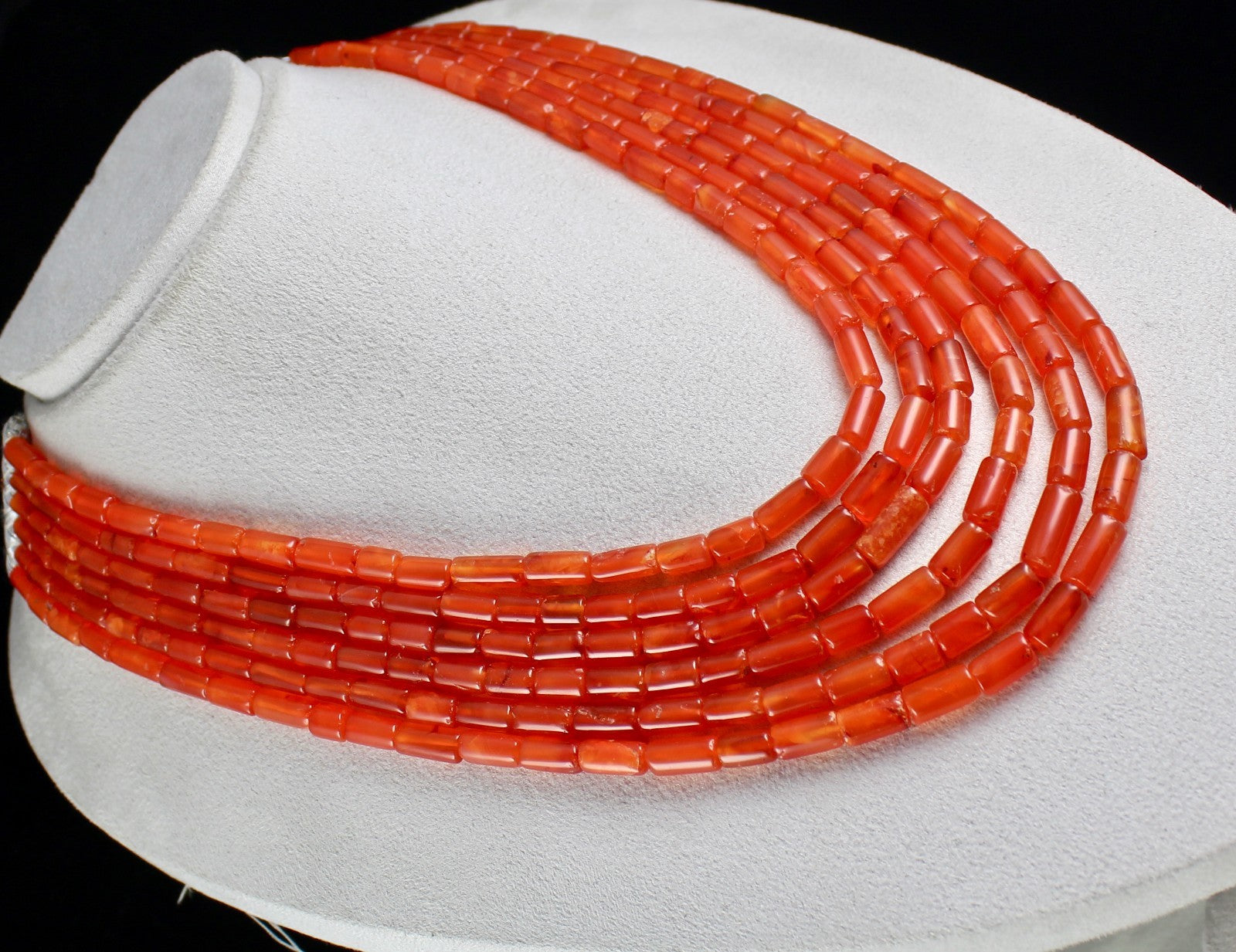 Natural Carnelian Tube Beads 1017ct Orange Gemstone Fashion Necklace 6l