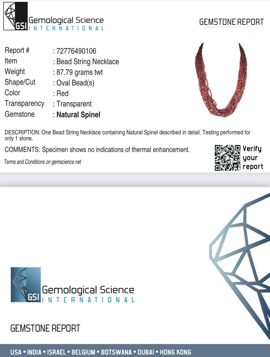 Certified Natural Vintage Spinel Beads 419ct Silver Necklace For Engagement