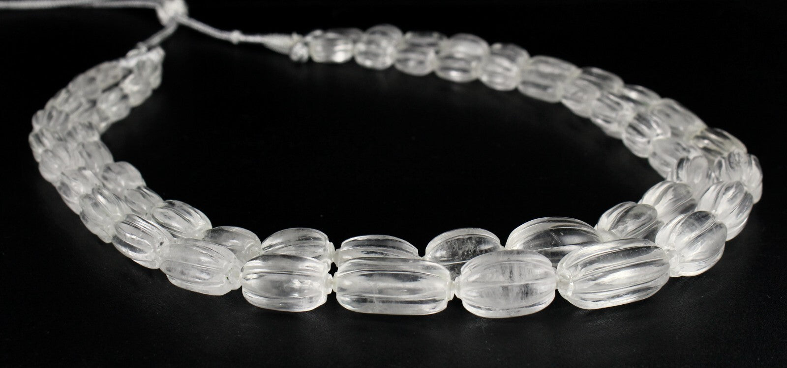 Natural White Rock Crystal Quartz Necklace Carved Oval 2 L 994 Ct Gemstone
