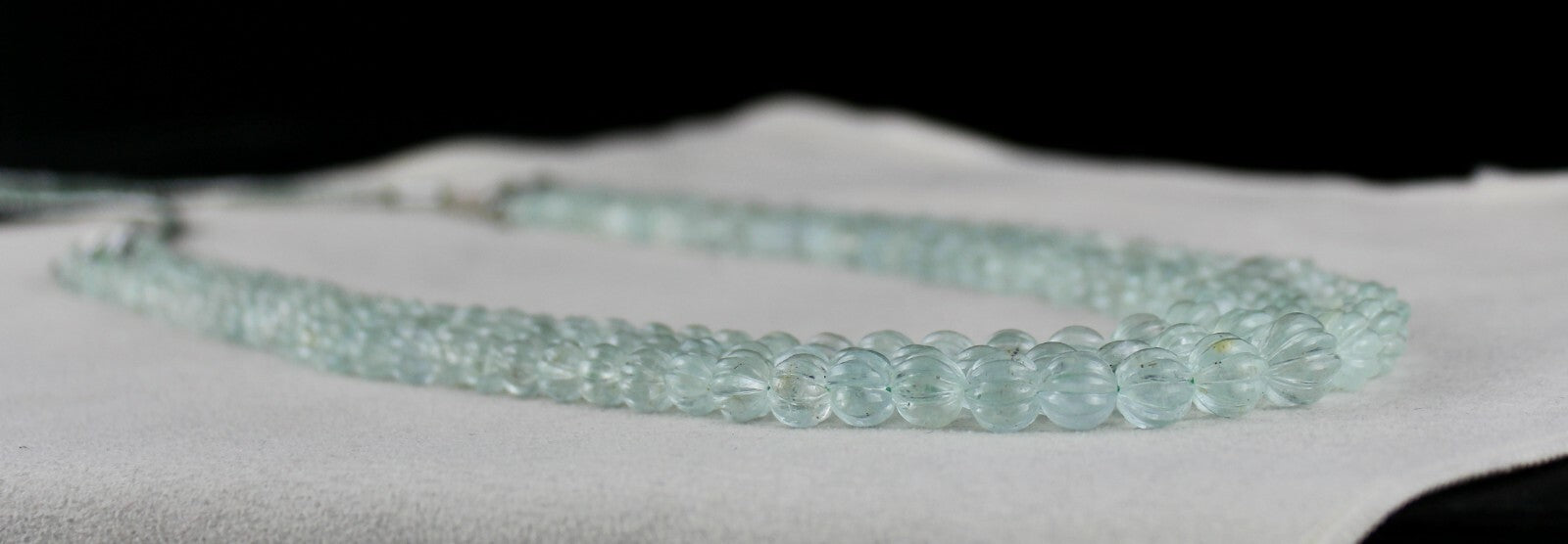 Certified Natural Blue Aquamarine 395 Ct Melon Round Beads Gemstone Necklace