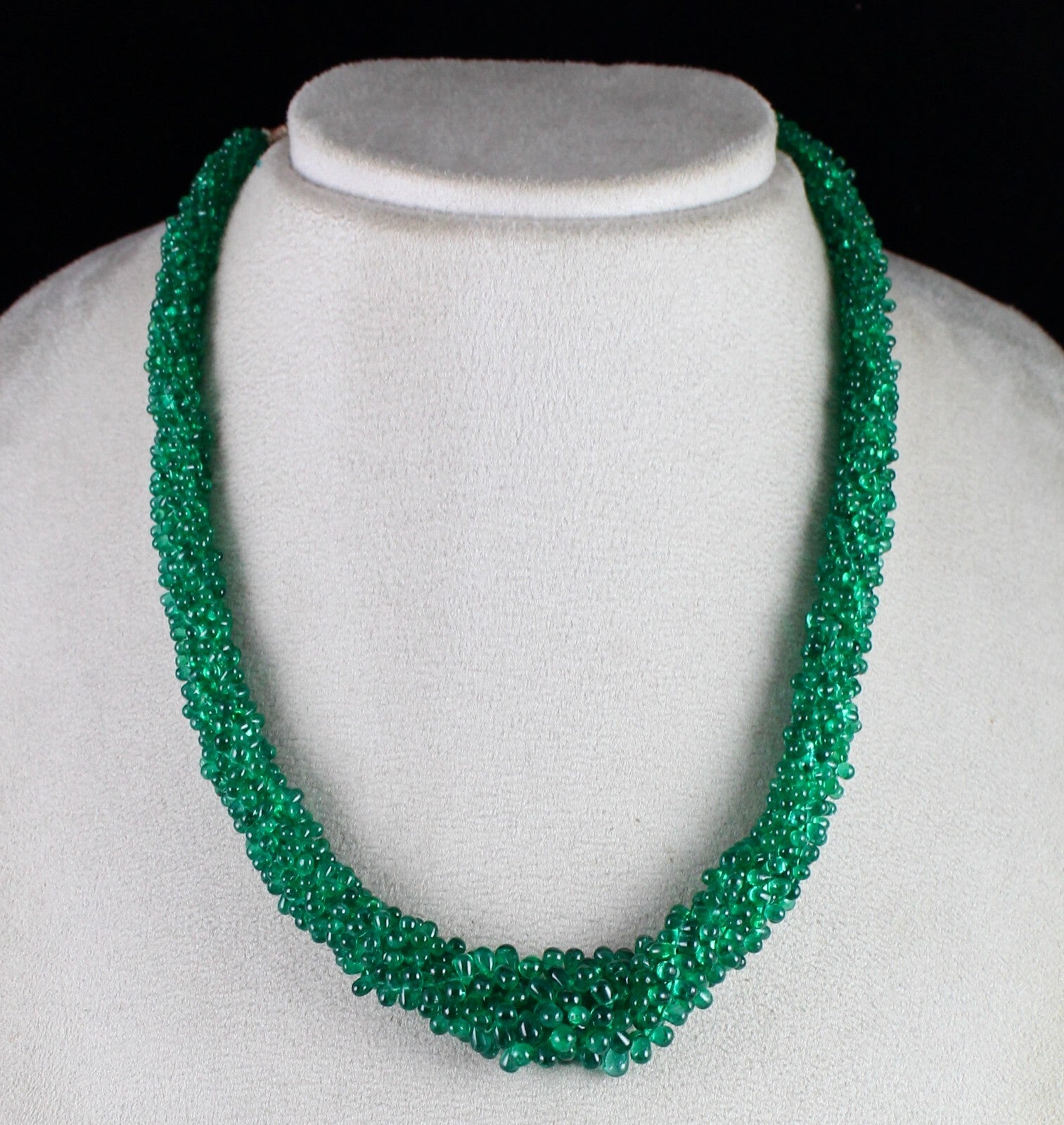 Certified Natural Zambia Emerald Teardrop 280 Ct Drilled Bead 18k Gold Necklace