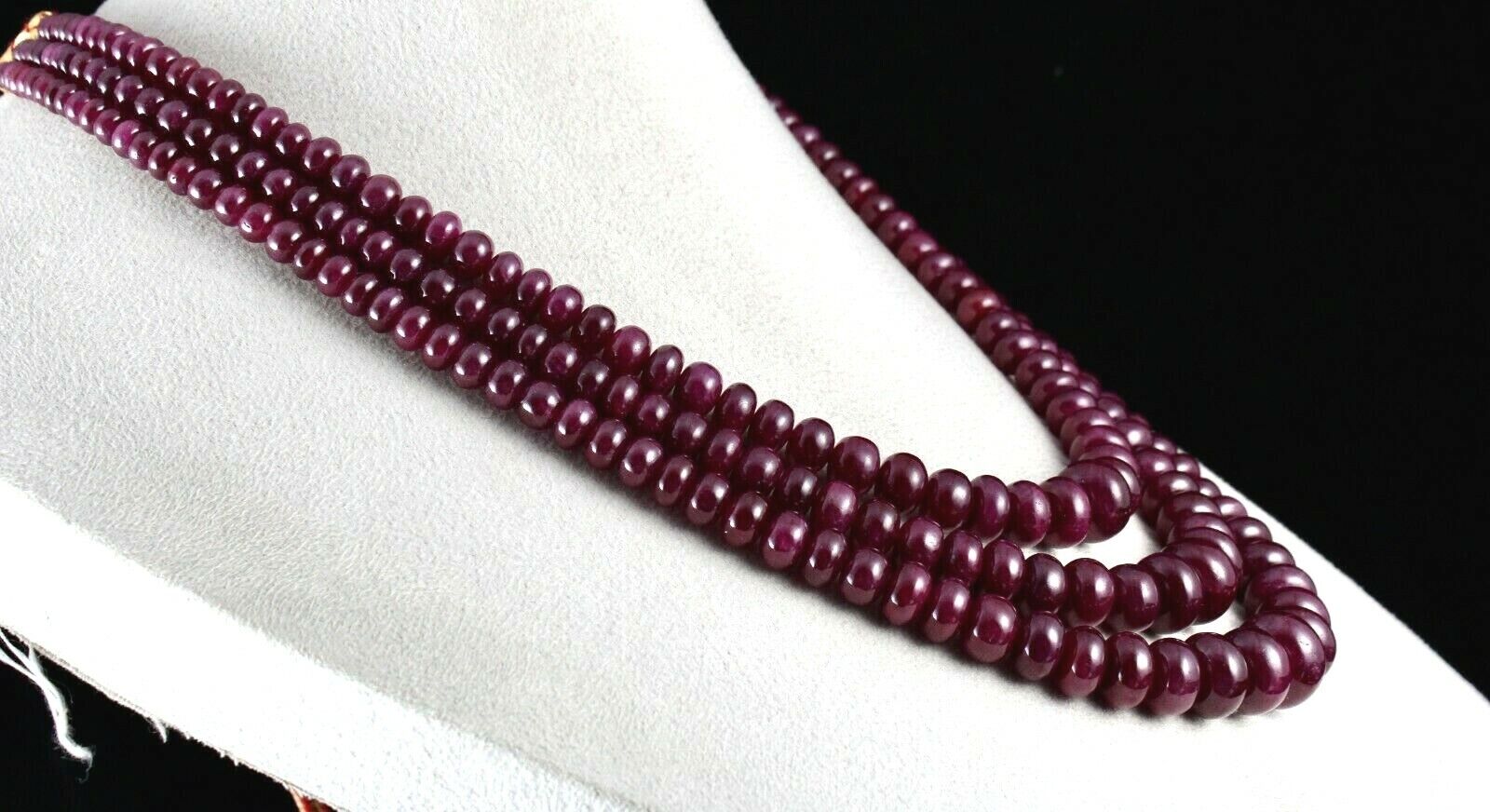NATURAL UNHEATED RUBY BEADS ROUND 3 LINE 1190 CTS 16 MM BIG GEMSTONE NECKLACE