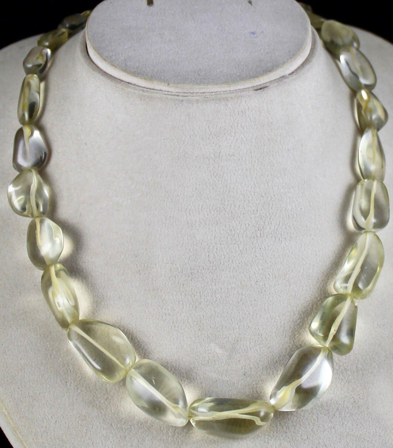 NATURAL LEMON QUARTZ TUMBLE SEMI PRECIOUS BEADS 1 L 580 CARATS GEMSTONE NECKLACE