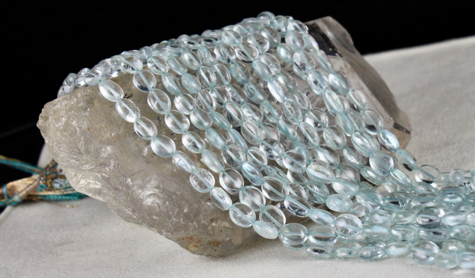 Certified Natural Aquamarine 603 Ct Beads Blue Gemstone Necklace For Women