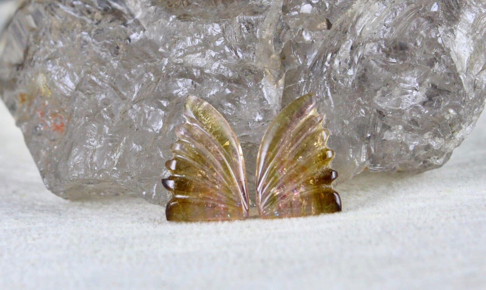 NATURAL MULTI COLOR TOURMALINE CARVED 2 PC 7.70 CT GEMSTONE FOR PENDANT EARRING