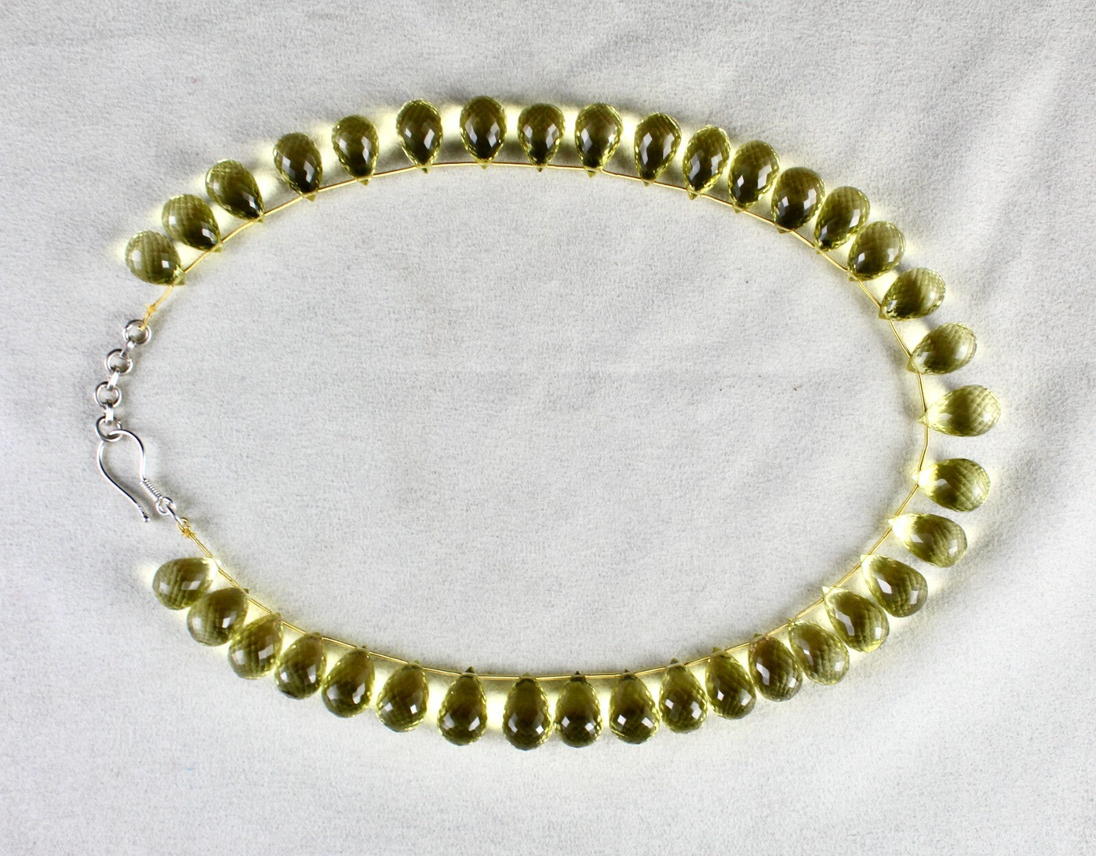 Natural Lemon Quartz Teardrop Beads 1 L 466ct Sterling Silver Necklace For Women