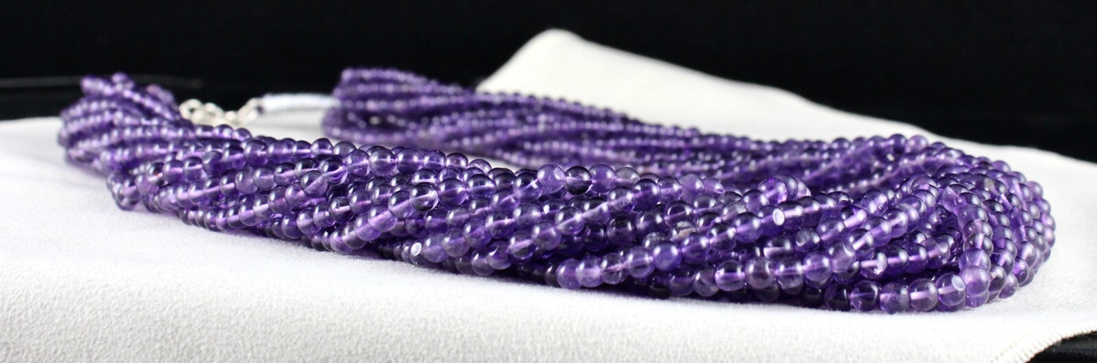 Natural Amethyst 1265 Ct Beads Round Gemstone Sterling Silver Necklace 15l