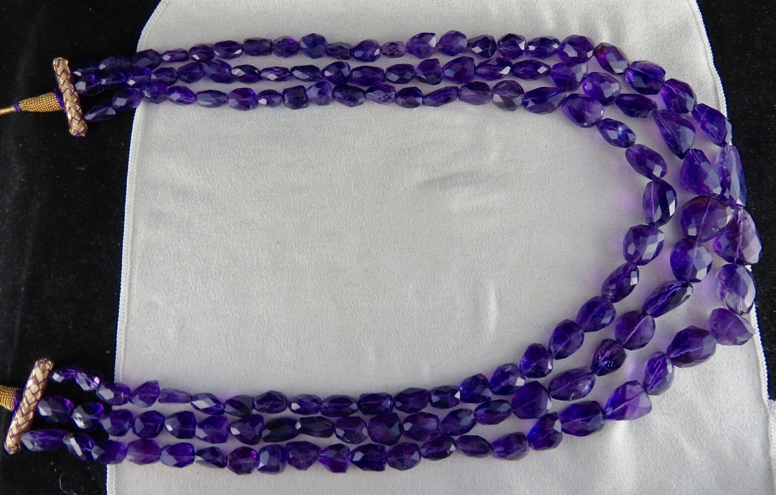 Natural Amethyst Beads Faceted Tumble 3 L 1112 Ct Purple Gemstone Fine Necklace
