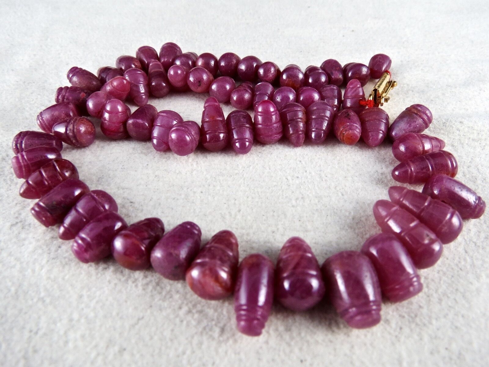 Natural Ruby Carved Beads Fancy Drops 325 Ct Red Gemstone Fine Vintage Necklace