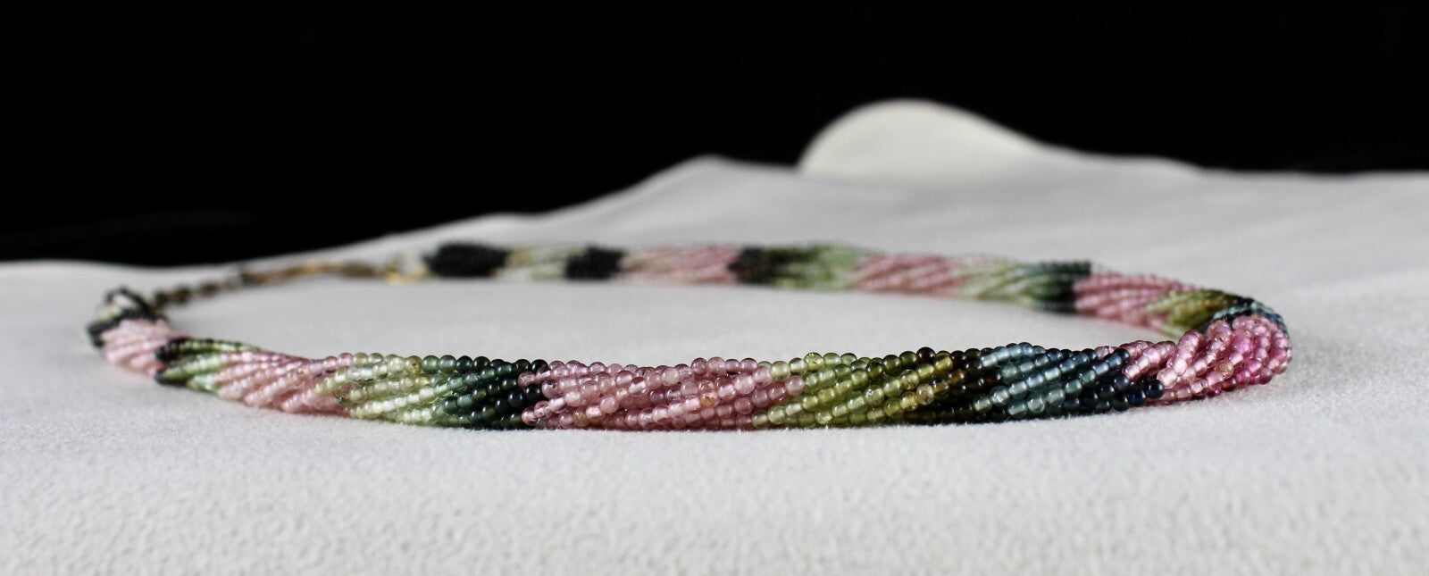 Sterling Silver Necklace 10 Line Multi Tourmaline Beads 109ct Round Gemstone