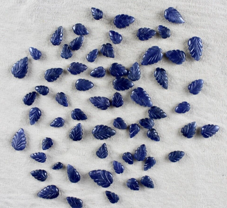 Certified Natural Unheated Burma Blue Sapphire 129ct Carved Leaves 64pc Gemstone