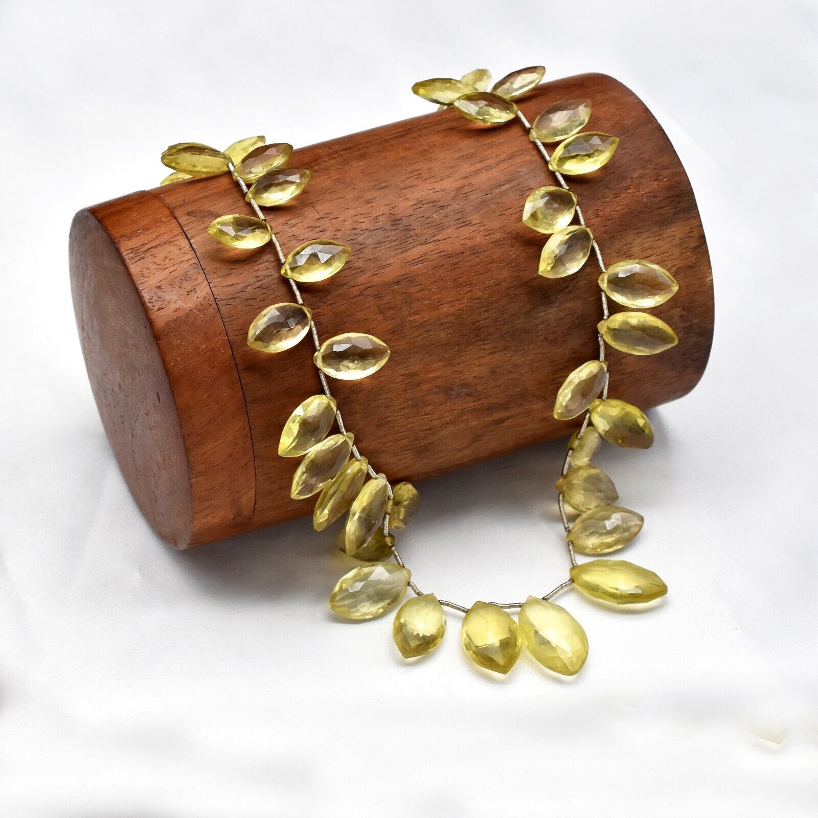 Natural Lemon Quartz Beads 256 Ct Tear Drops Gemstone Finest Party Necklace