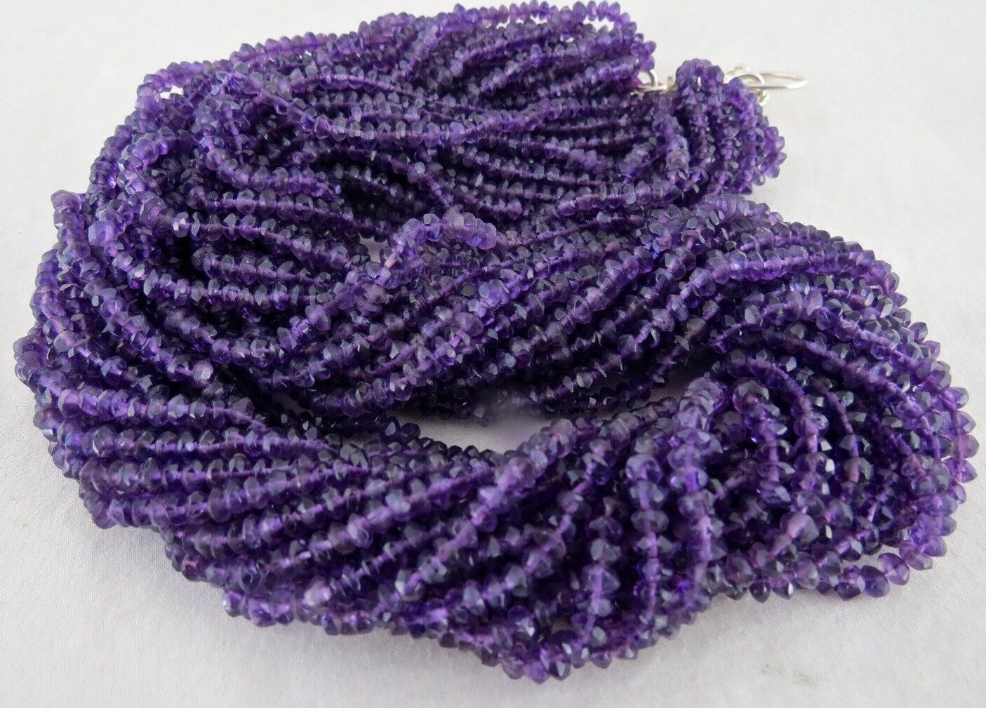 Natural Amethyst Faceted Beads Round 17L 820 Ct Purple Gemstone Fashion Necklace