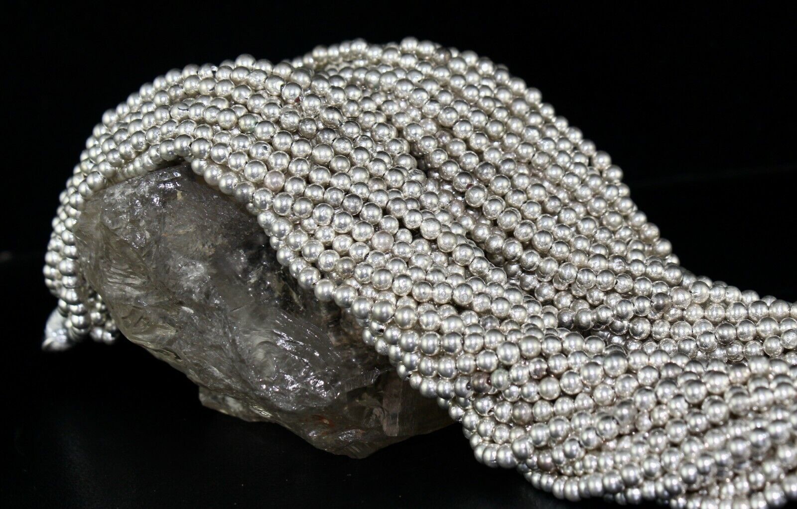ANTIQUE OLD 925 STERLING SILVER ROUND BEADS BUNCH 705 CARATS DESIGNER NECKLACE