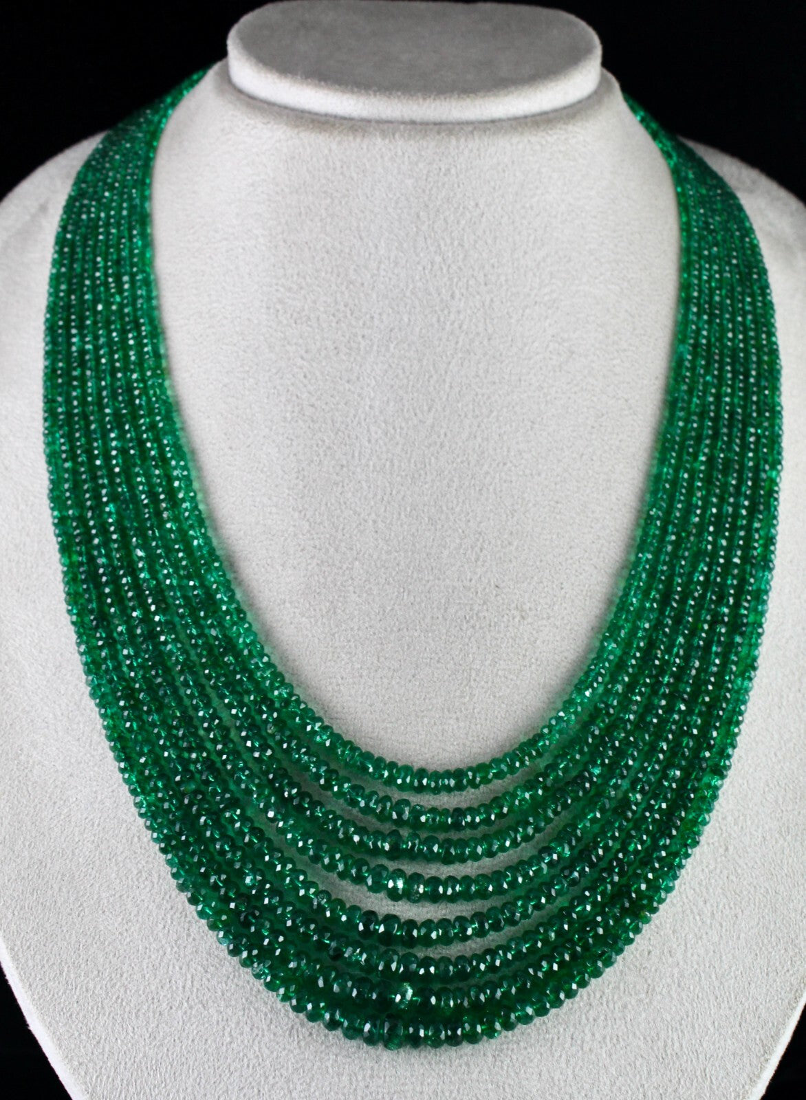 Natural Zambian Emerald Necklace 599 Ct Faceted Round Beads Certified Jewelry