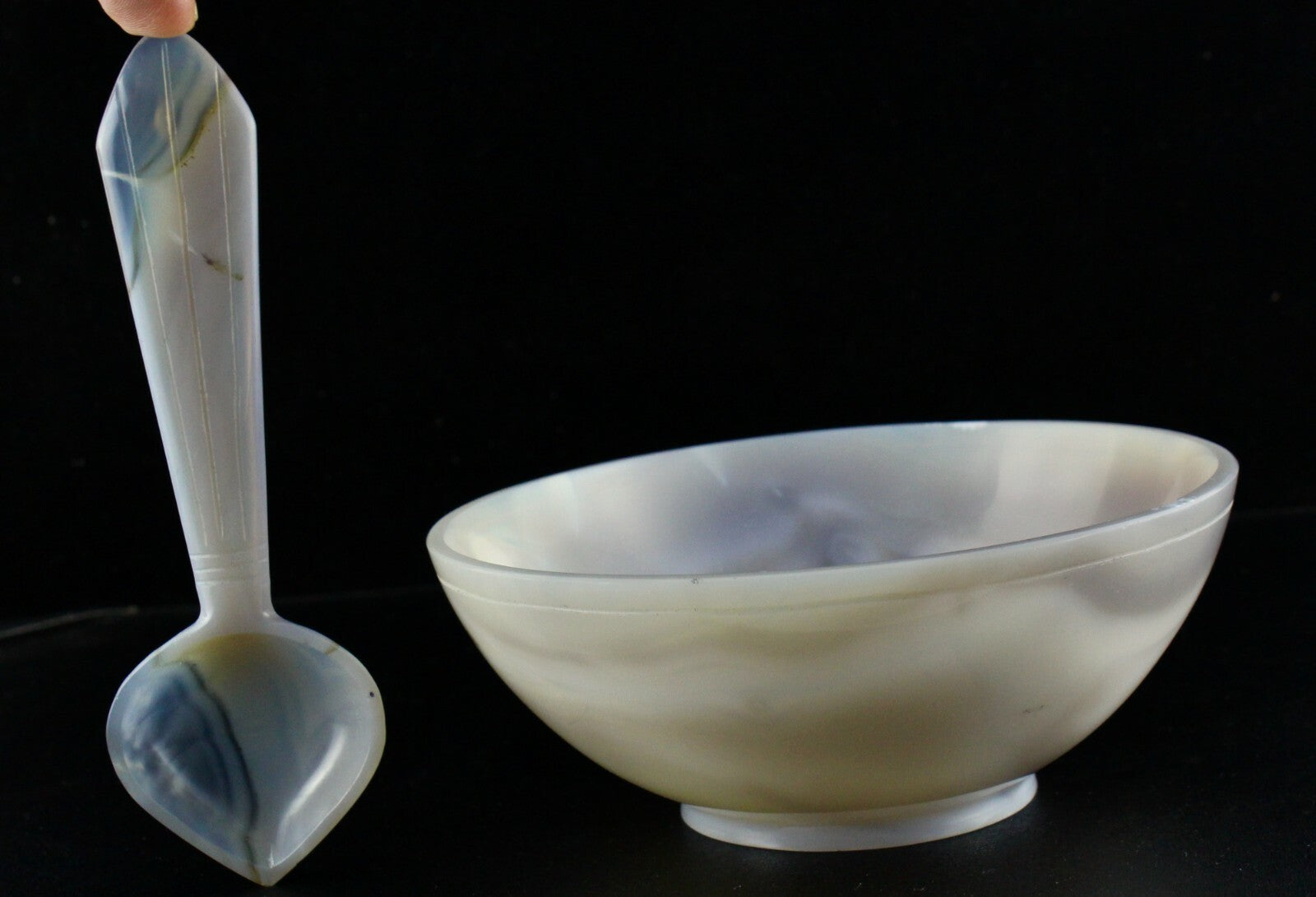 Handcrafted Natural Chalcedony 1825 Ct Designer Bowl Spoon For Home Decor