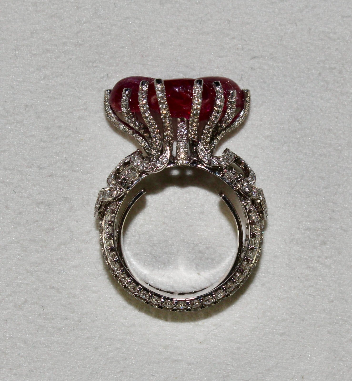 Certified Burmese Ruby 10ct Natural Diamond 18k Gold Important Cocktail Ring