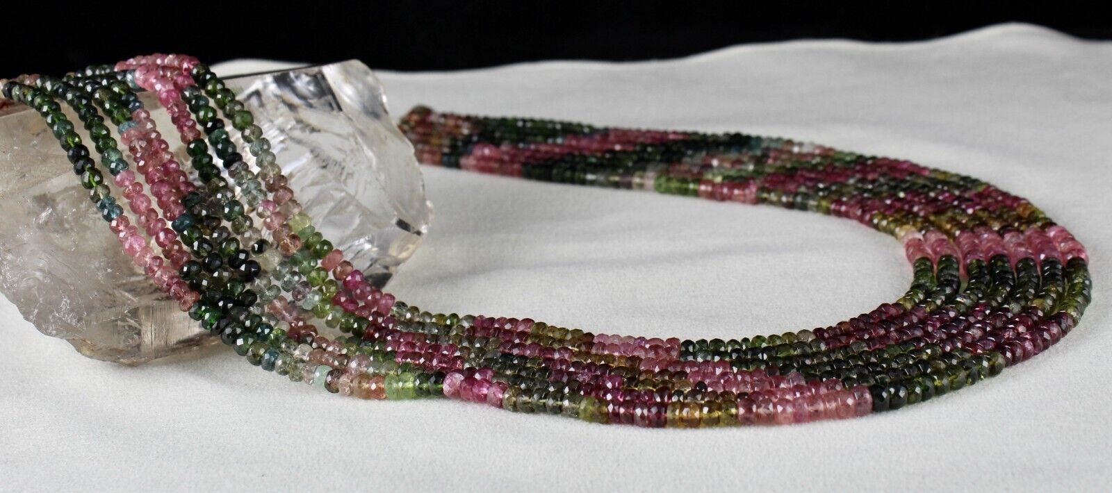 Natural Multi Tourmaline Beads Faceted Round 7L 670 Ct Gemstone Fashion Necklace