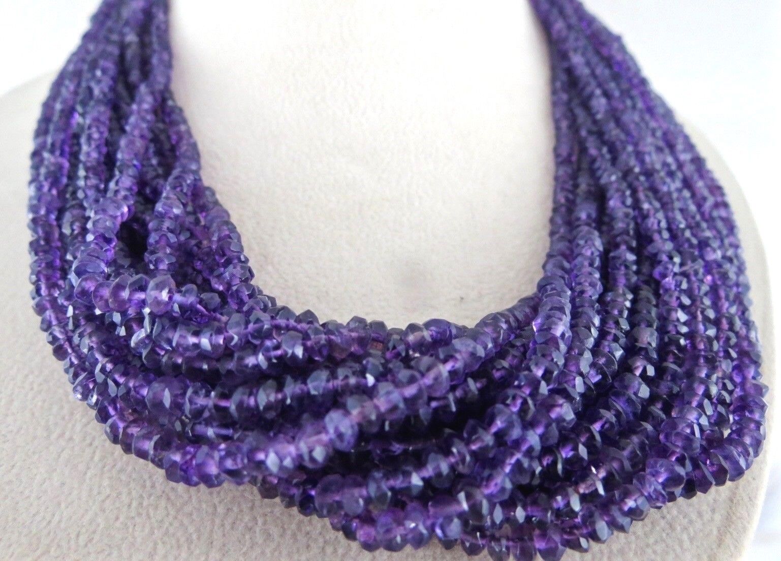 Natural Amethyst Faceted Beads Round 17L 820 Ct Purple Gemstone Fashion Necklace