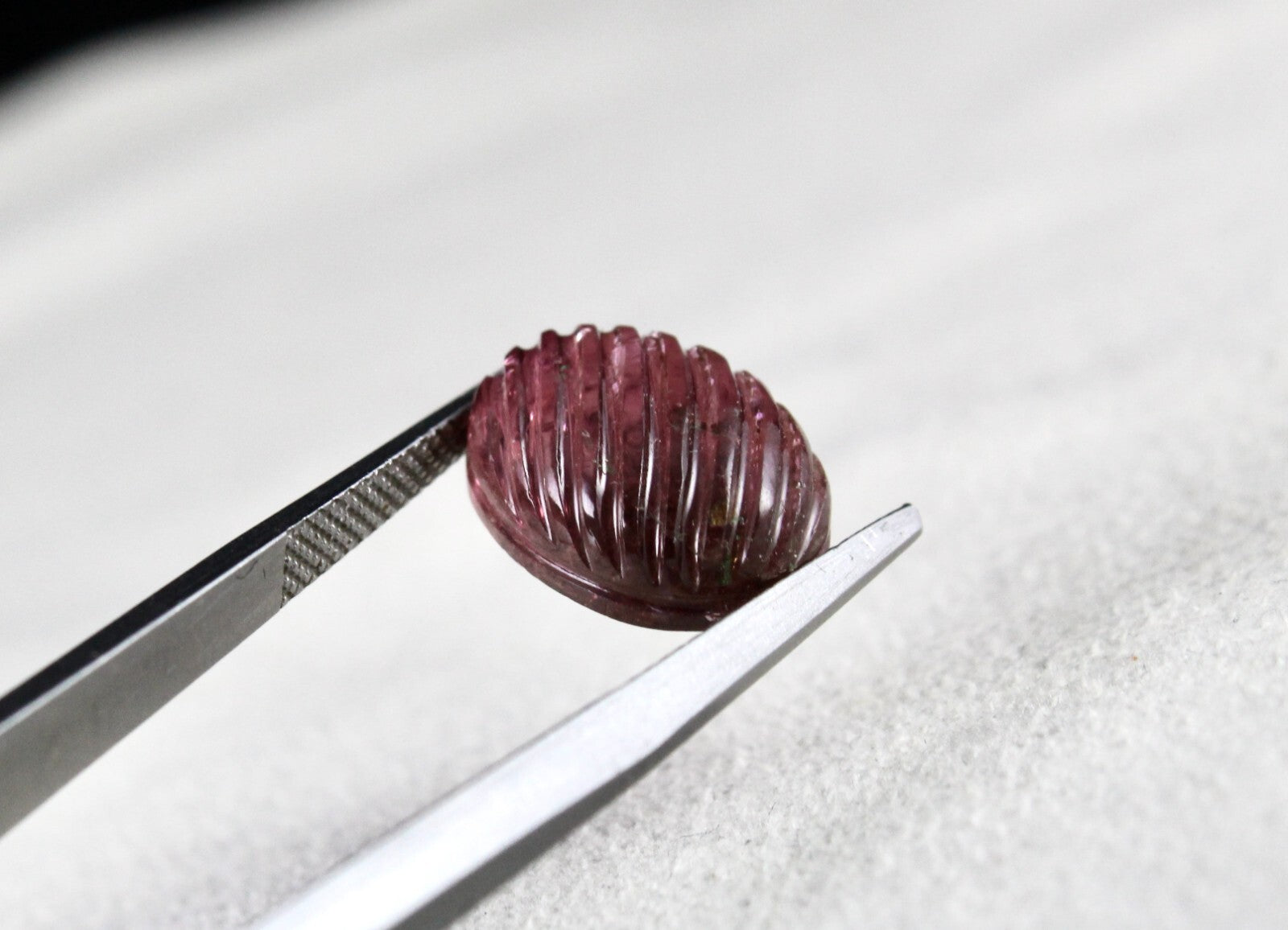 Natural Pink Tourmaline Carved Oval Cabochon 14x11mm 8.60ct Gemstone Ring