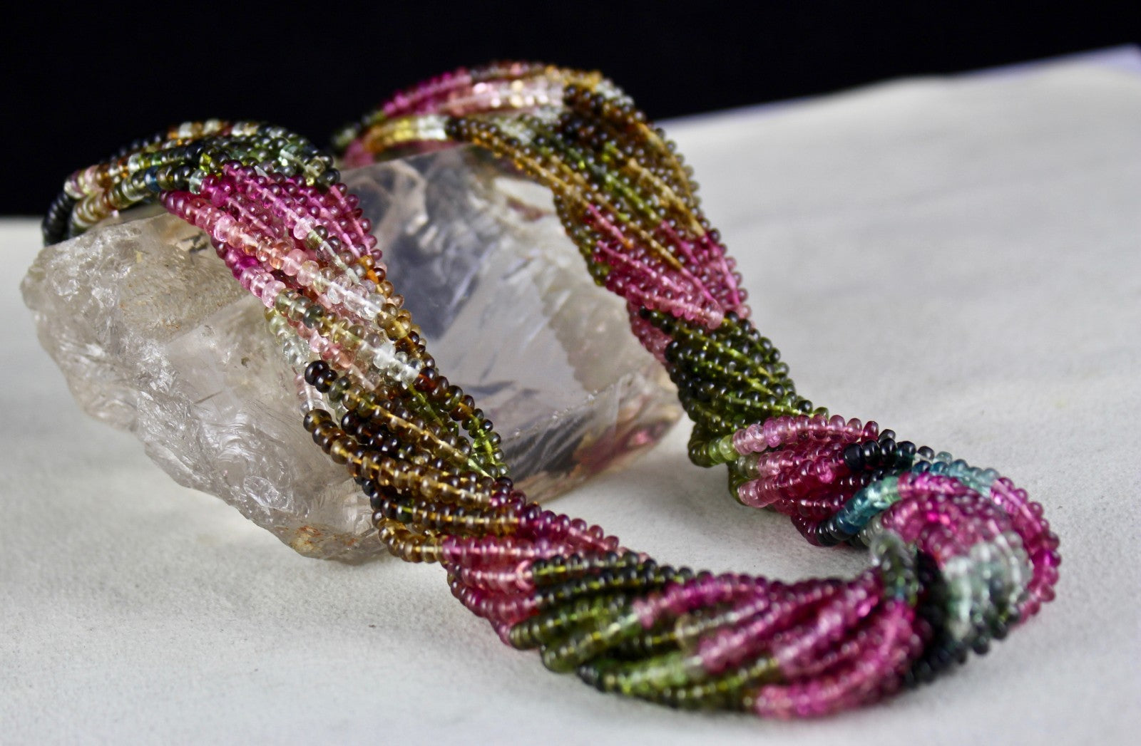 Certified Natural Tourmaline Necklace Multi Color Faceted 722 Ct Sterling Silver