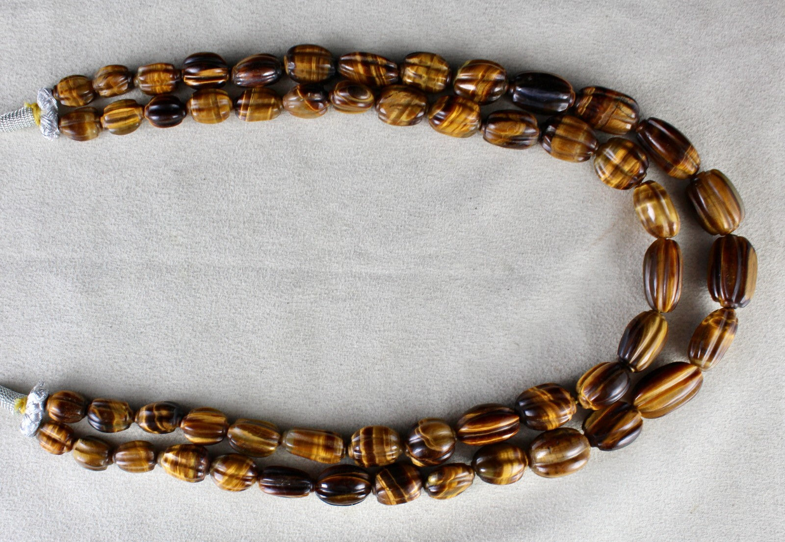 Natural Tiger's Eye Carved 785ct Beads Gemstone Ladies Antique Necklace