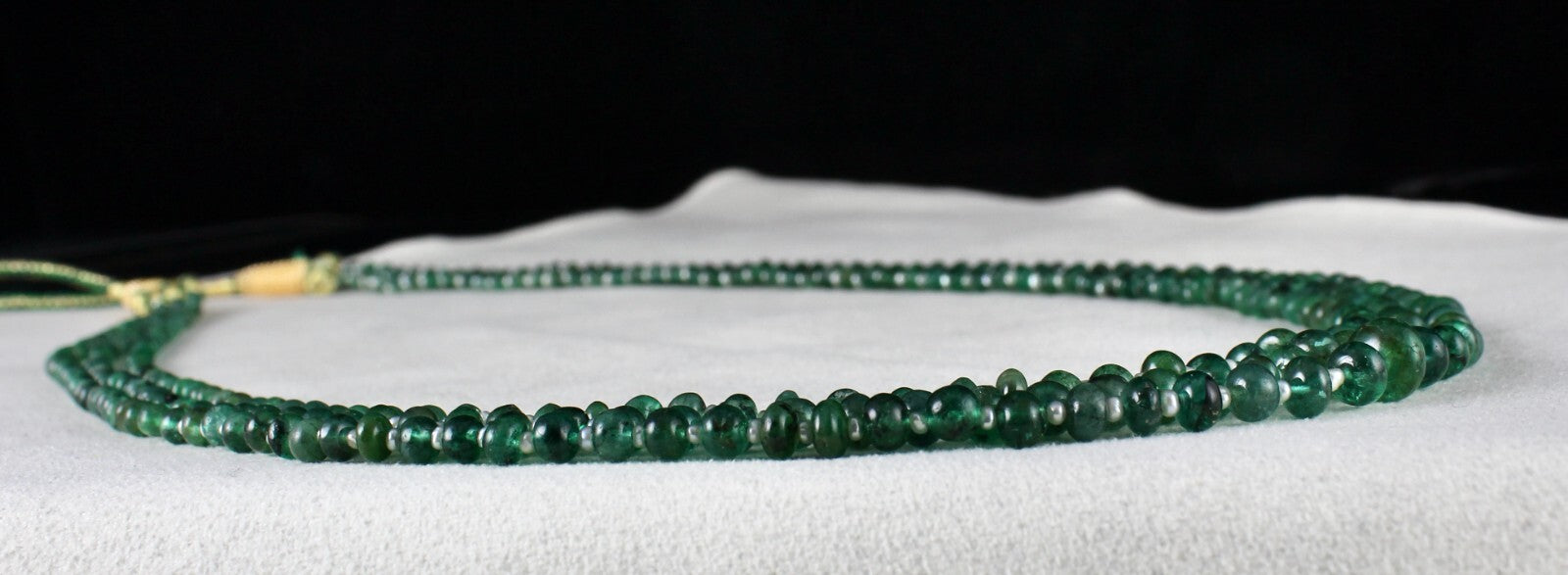 Certified Natural Emerald Pearl Round 3L 147 Ct Beaded Green Gemstone Necklace