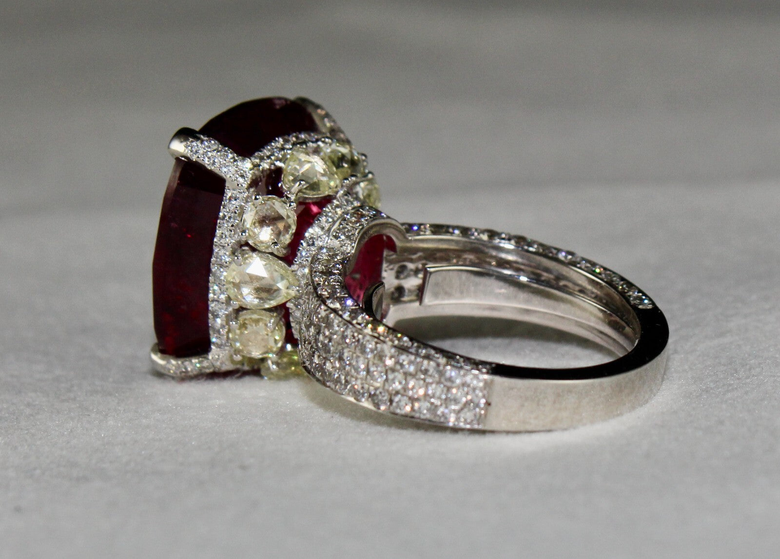 Certified Natural Rubellite Tourmaline 10ct Natural Diamond 18k Gold Ring