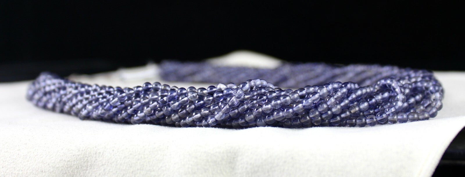 Natural Blue Iolite Beads Round 12 L 621 Ct Gemstone Sterling Silver Necklace