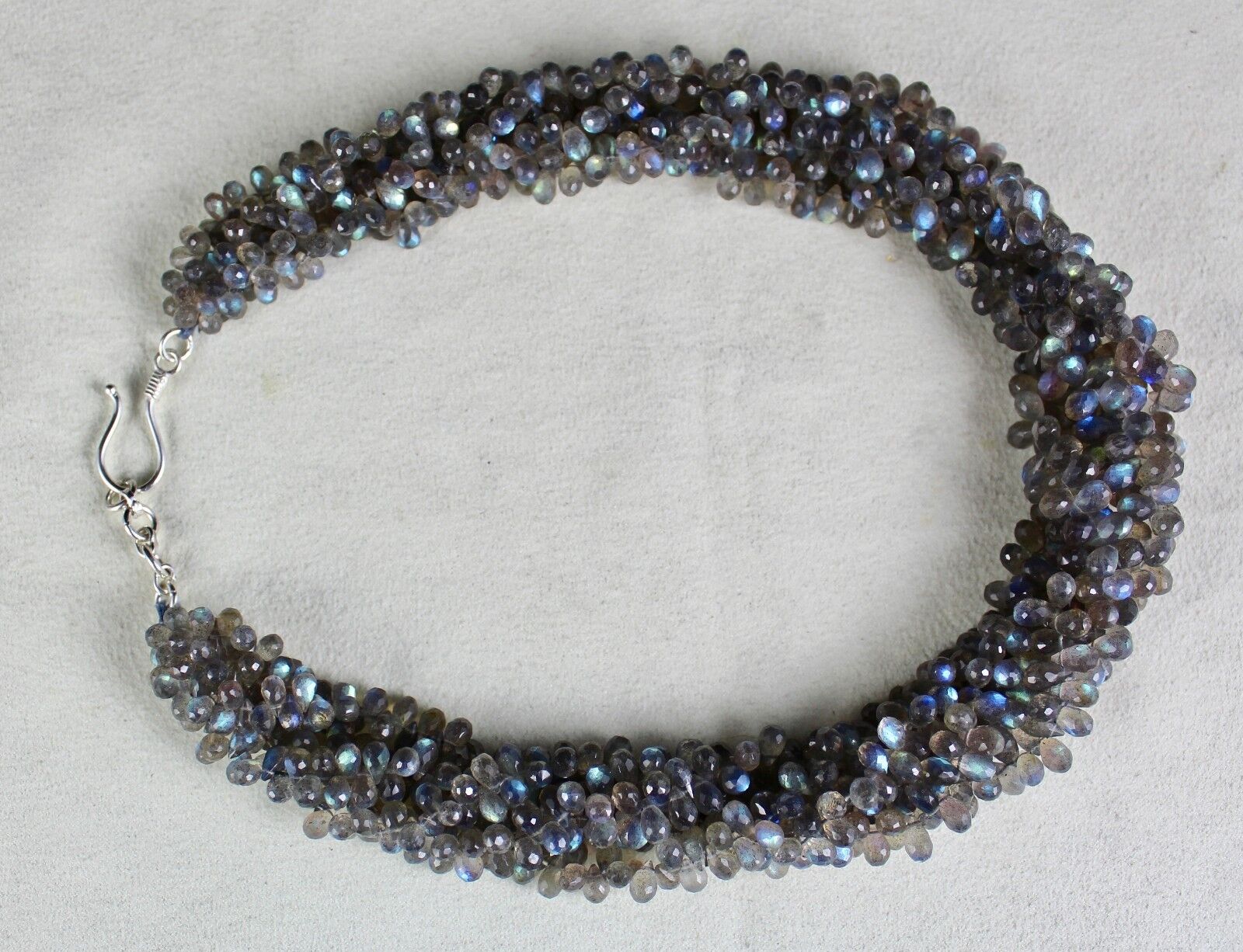 Natural Labradorite Teardrop 5 L 693 Ct Grey Gemstone Party Silver Necklace