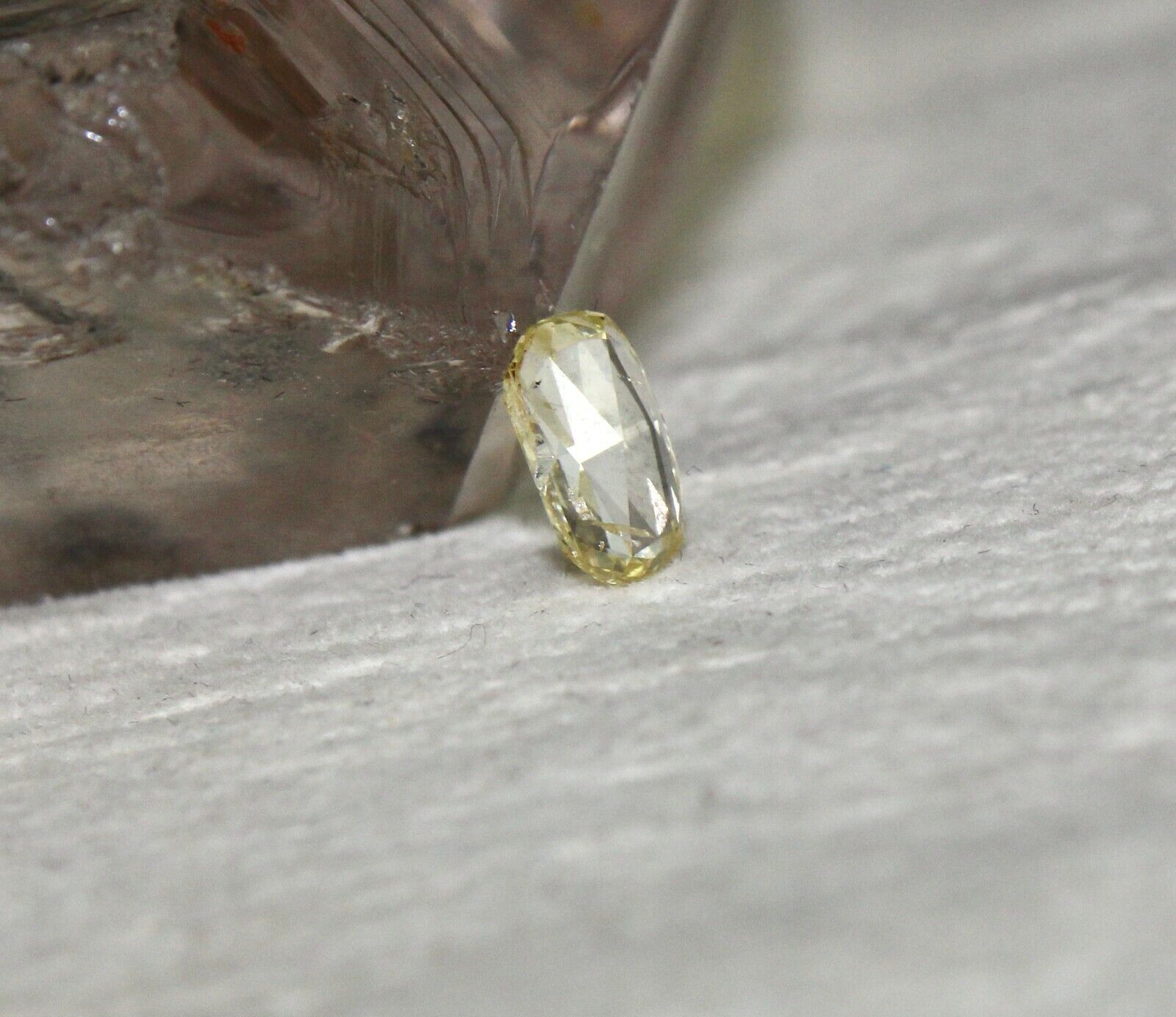 Natural Rose Cut Yellow Diamond Long Oval Shaped 0.91 Cts Stone For Ring Pendant