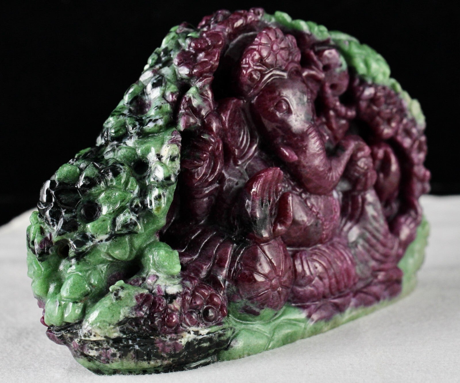 Certified Natural Ruby Zoisite Lord Ganesha 3739 Ct Gemstone Statue Decor