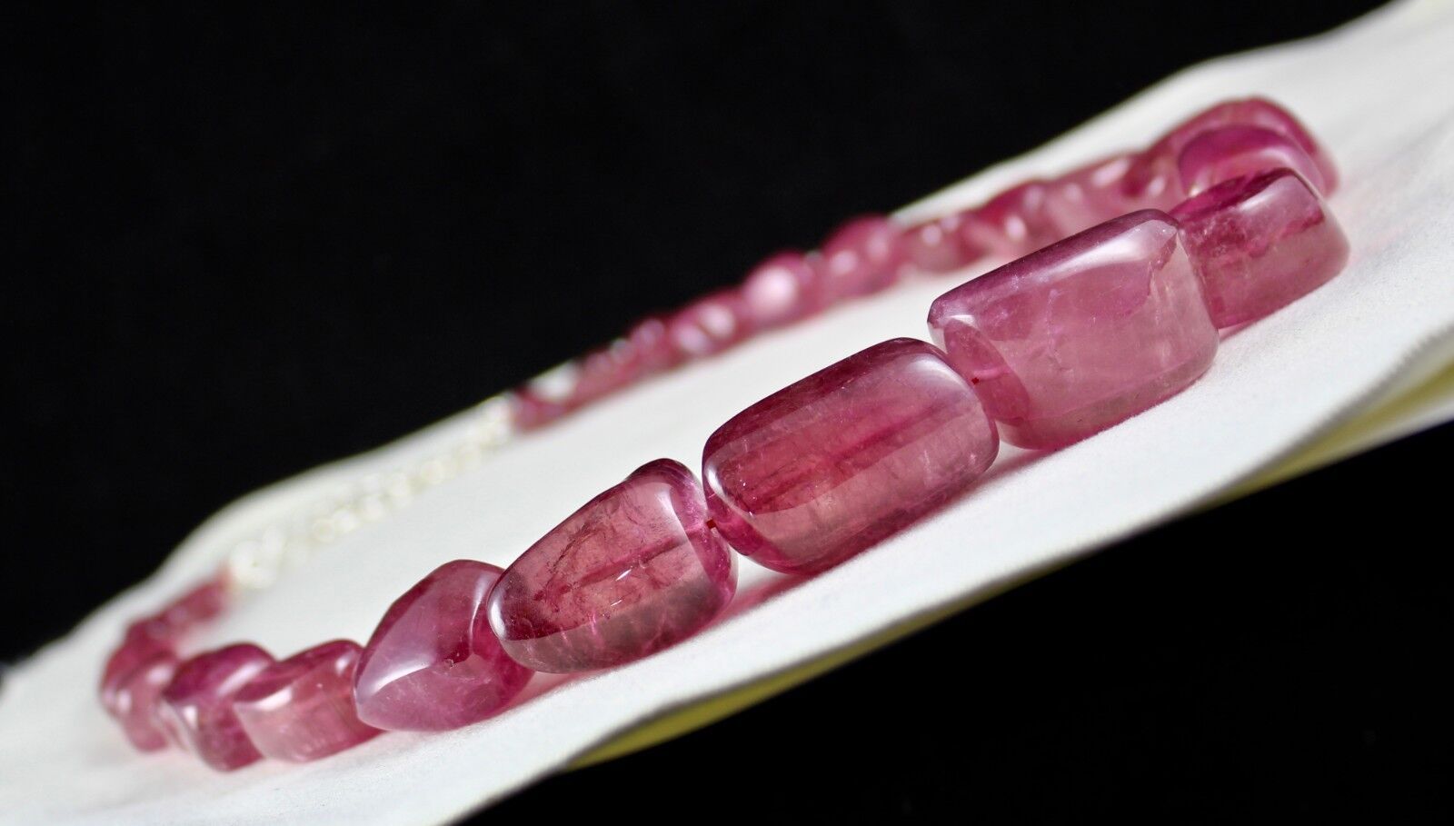 Natural Pink Tourmaline Rubellite Tumble 34mm Big 1403 Ct Stone Beaded Necklace