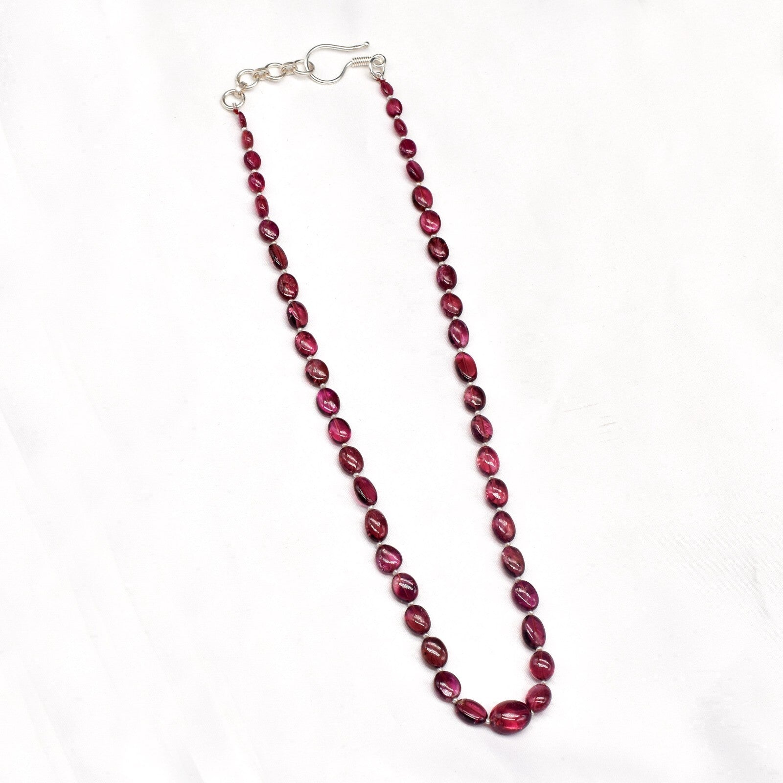 Certified Pink Tourmaline 85 Ct Rubellite Pearl Necklace Beaded Sterling Silver