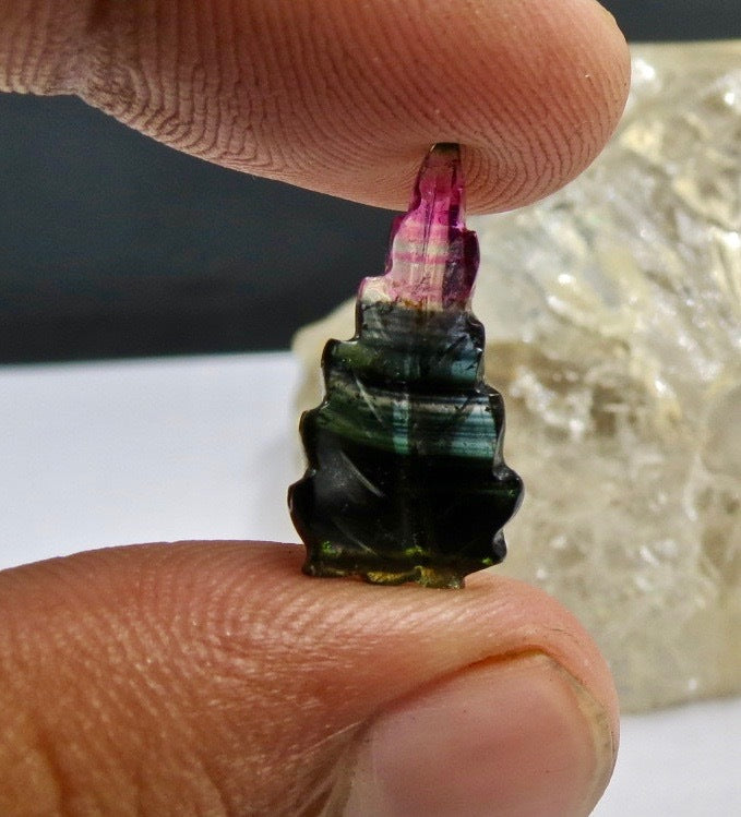 Natural Multi Colour Tourmaline 4.44ct Carved Leaf Gemstone For Designing