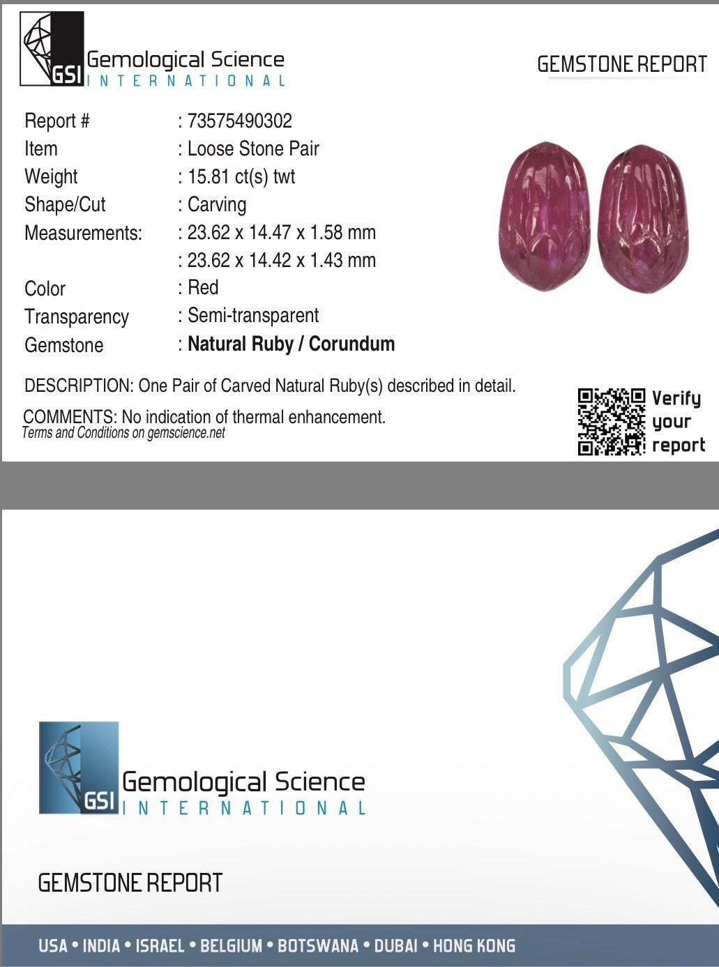 Certified Natural Ruby Engraved Dangle Pair 4 Pc 20.86 Ct Loose Gemstone Earring